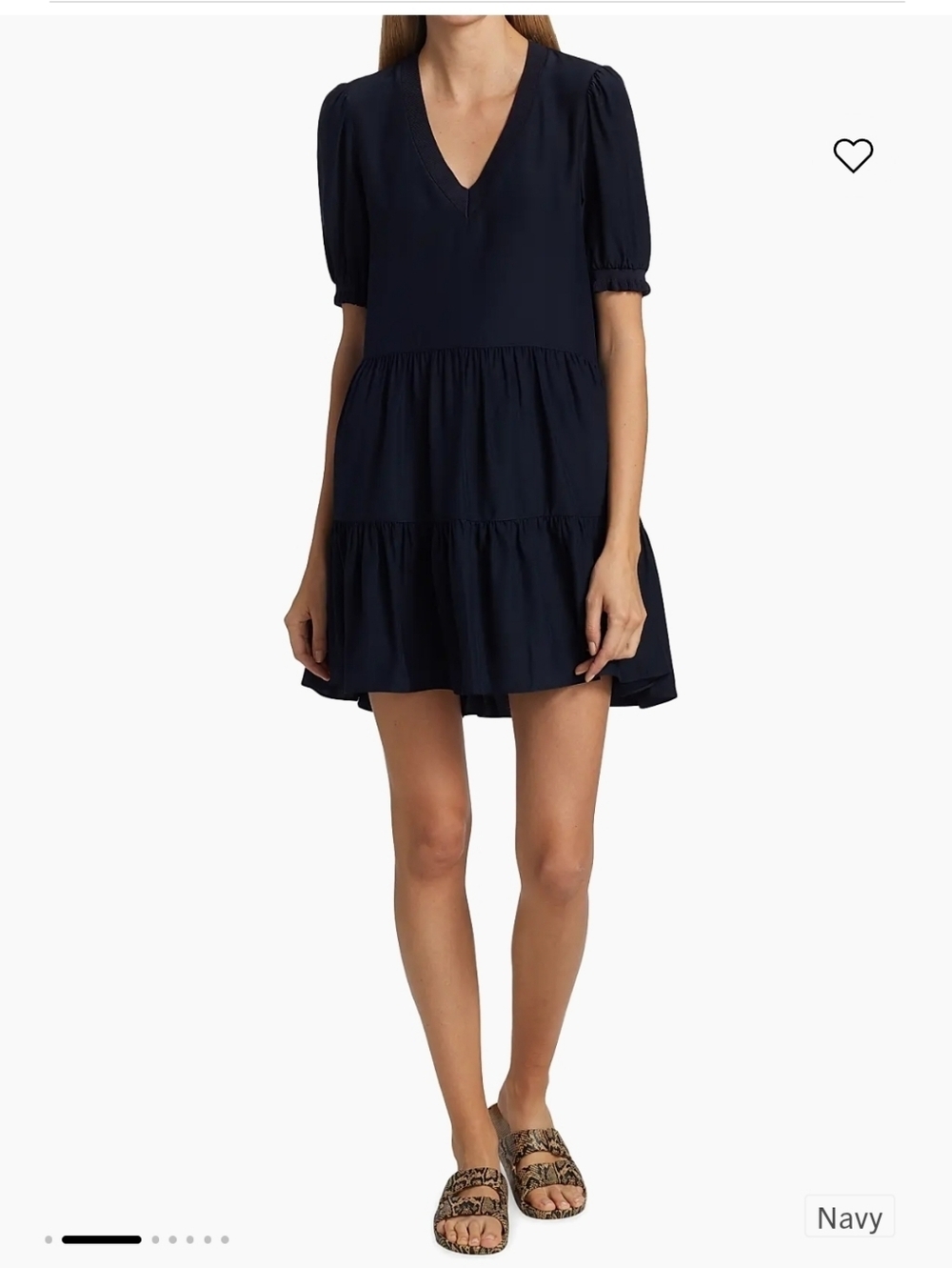 cinq a sept Navy Tiered V-Neck Short Dress
